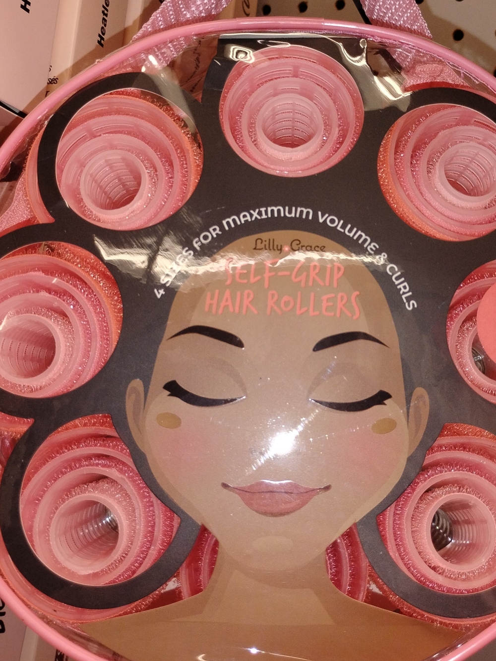 Pink Self-Grip Hair Rollers - 4 Sizes for Volume & Curls